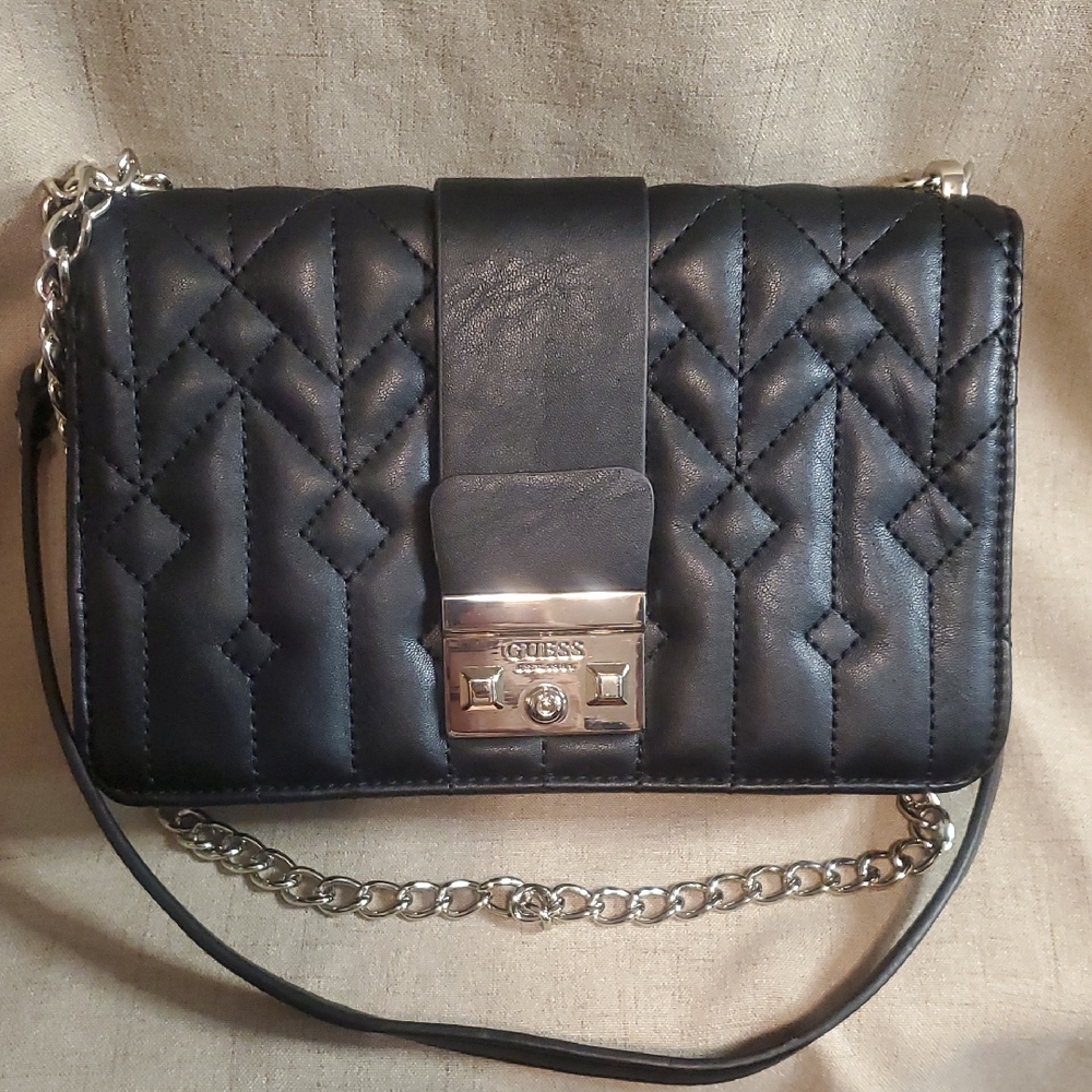 Guess Black Quilted Crossbody Bag
